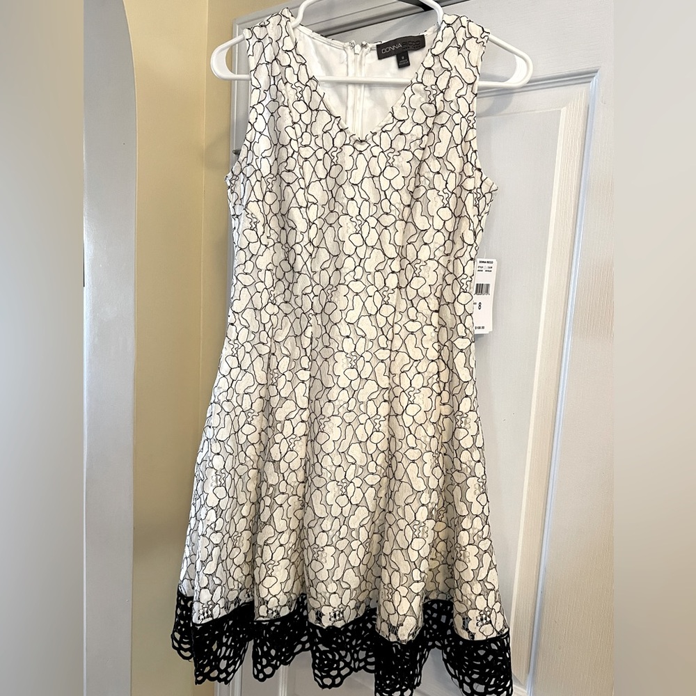 NWT - DONNA RICCO BEAUTIFUL BLACK N WHITE FIT AND FLAIR DRESS ✨